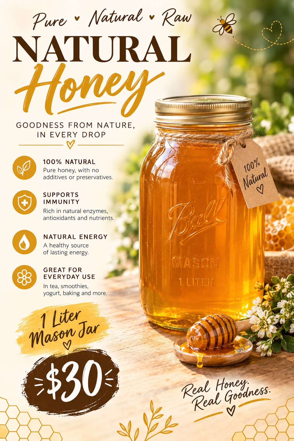 Natural honey product card