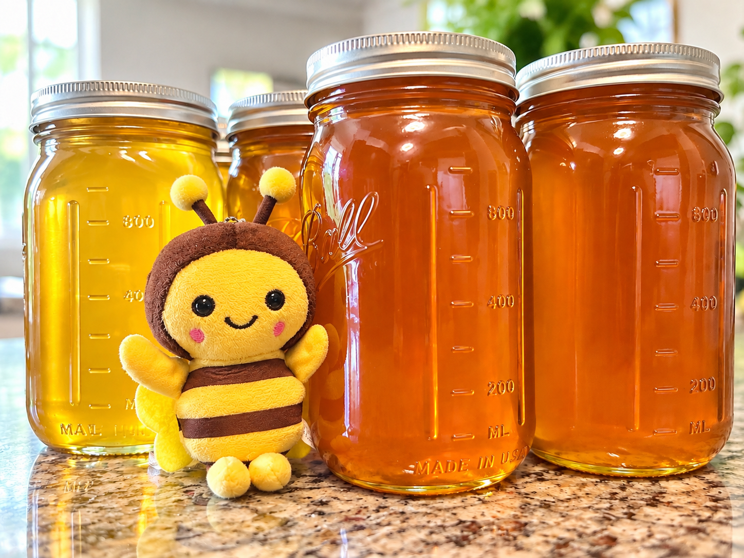 Golden and amber honey jars